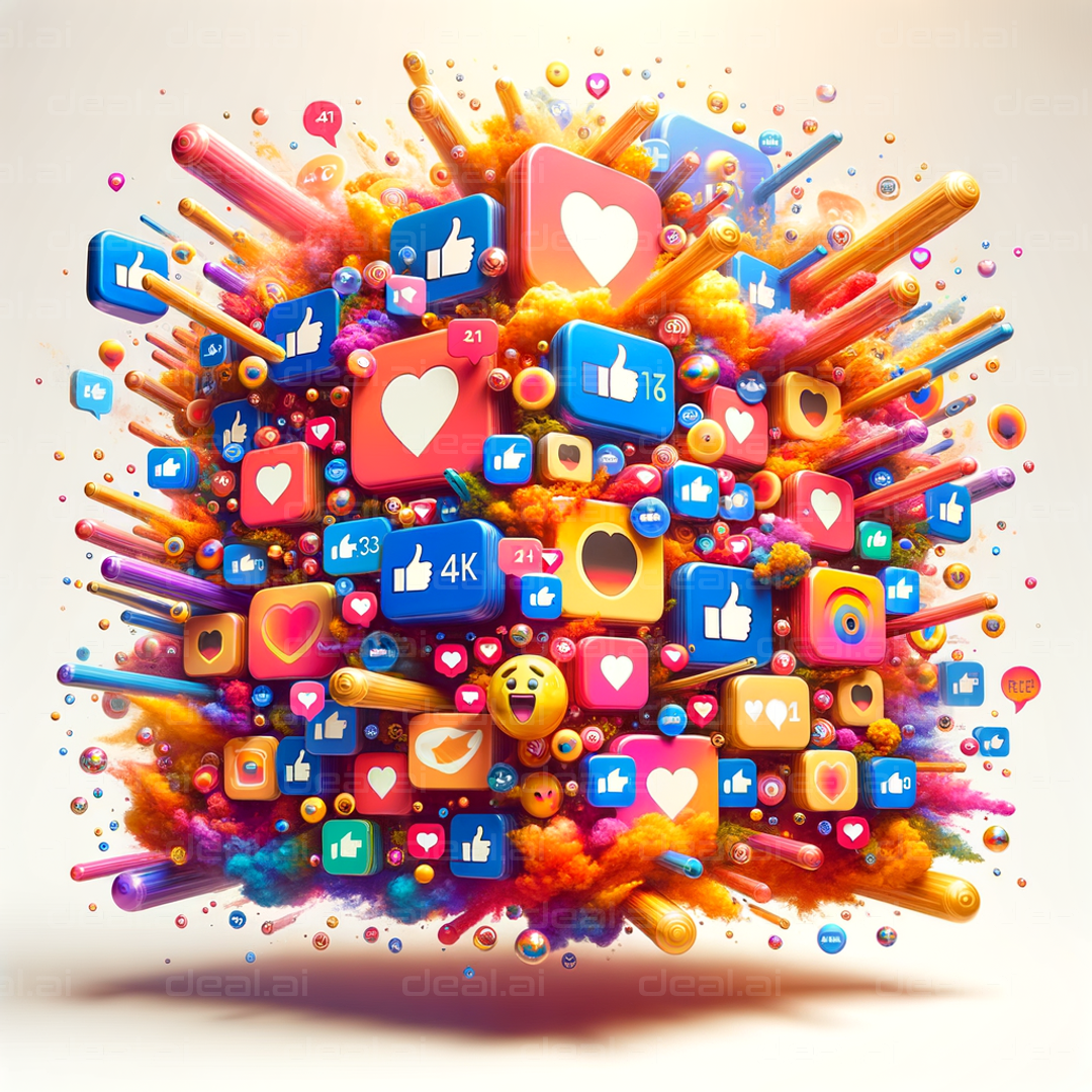 "Vibrant Social Media Icons Explosion"