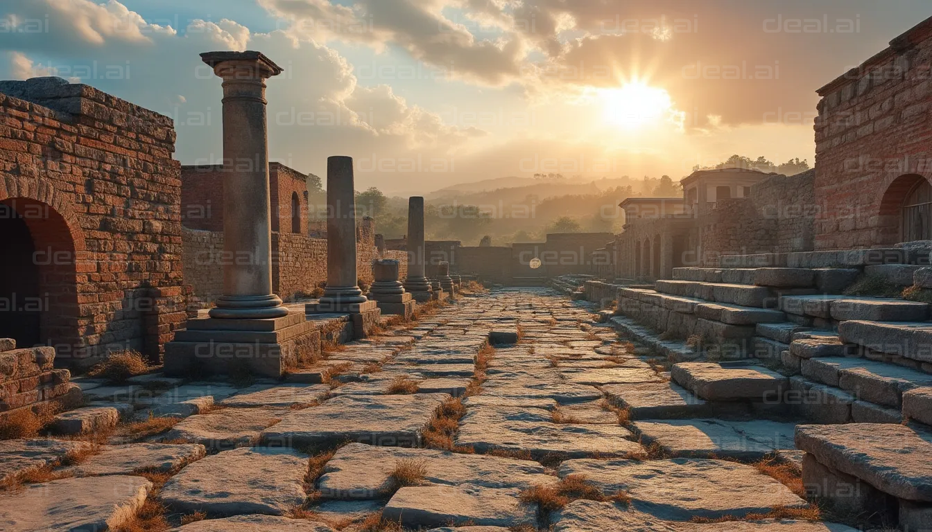 Ancient Ruins at Sunset
