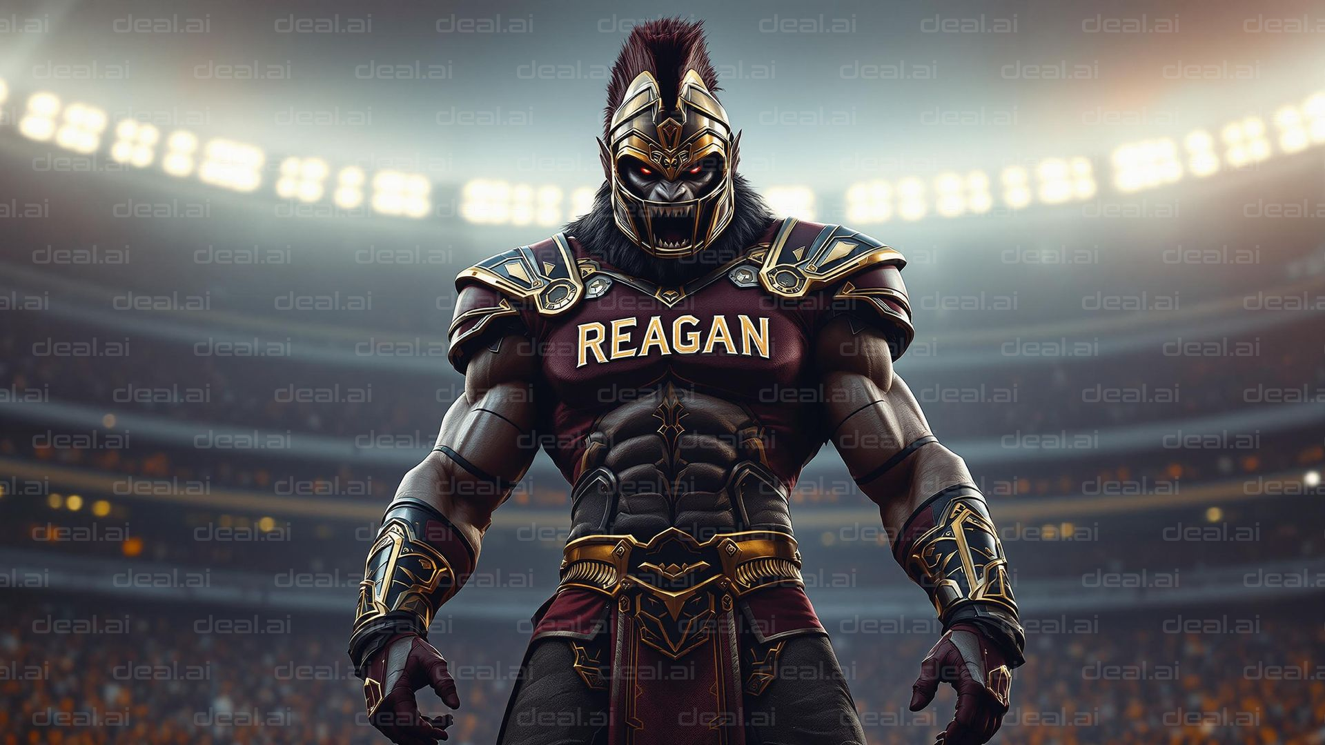 "Fierce Gladiator in Stadium"