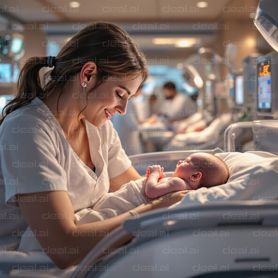 Nurse Cradling Newborn Baby