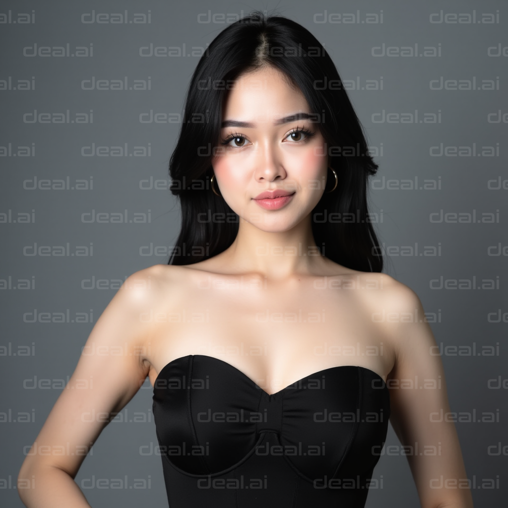 Elegant Beauty in Black Dress