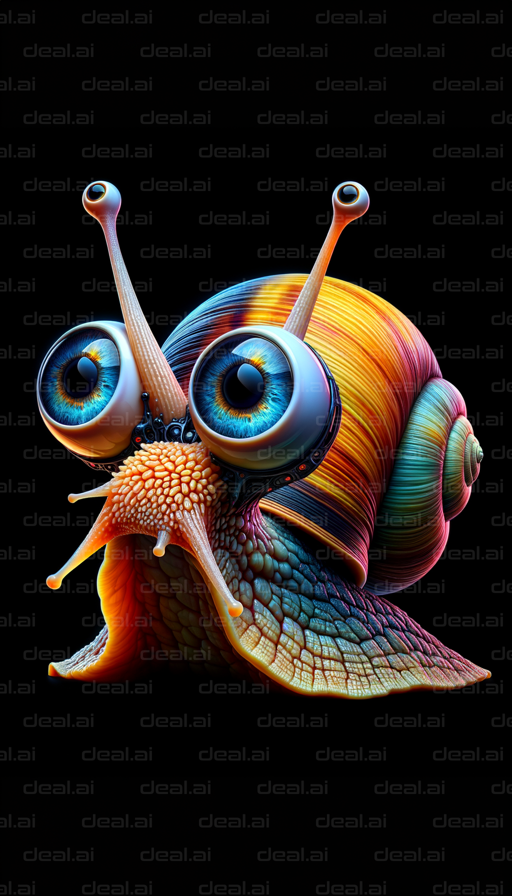 Colorful Snail with Big Blue Eyes