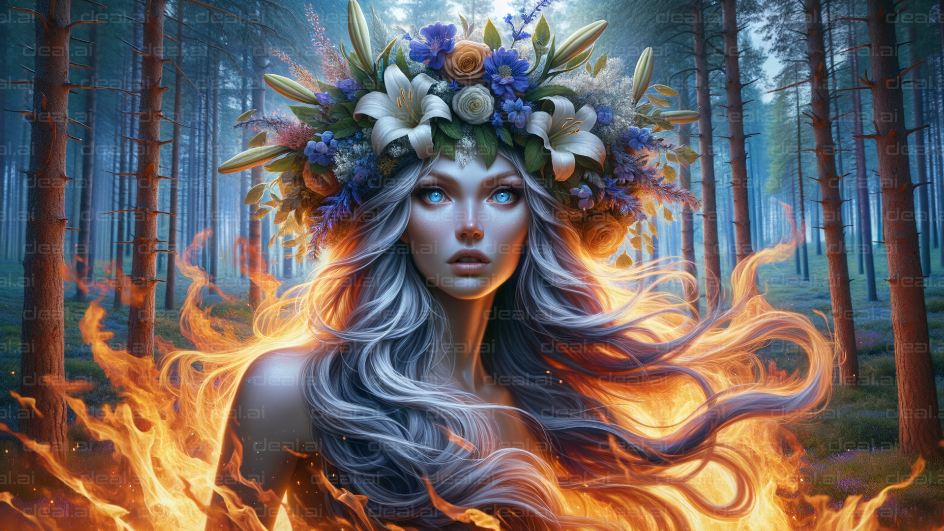 "Enchanted Forest Fire Goddess"