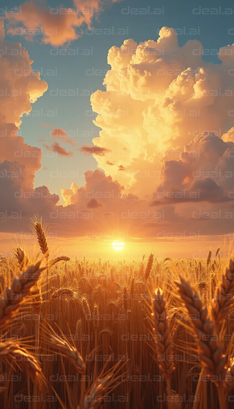 "Golden Sunset Over Wheat Field"