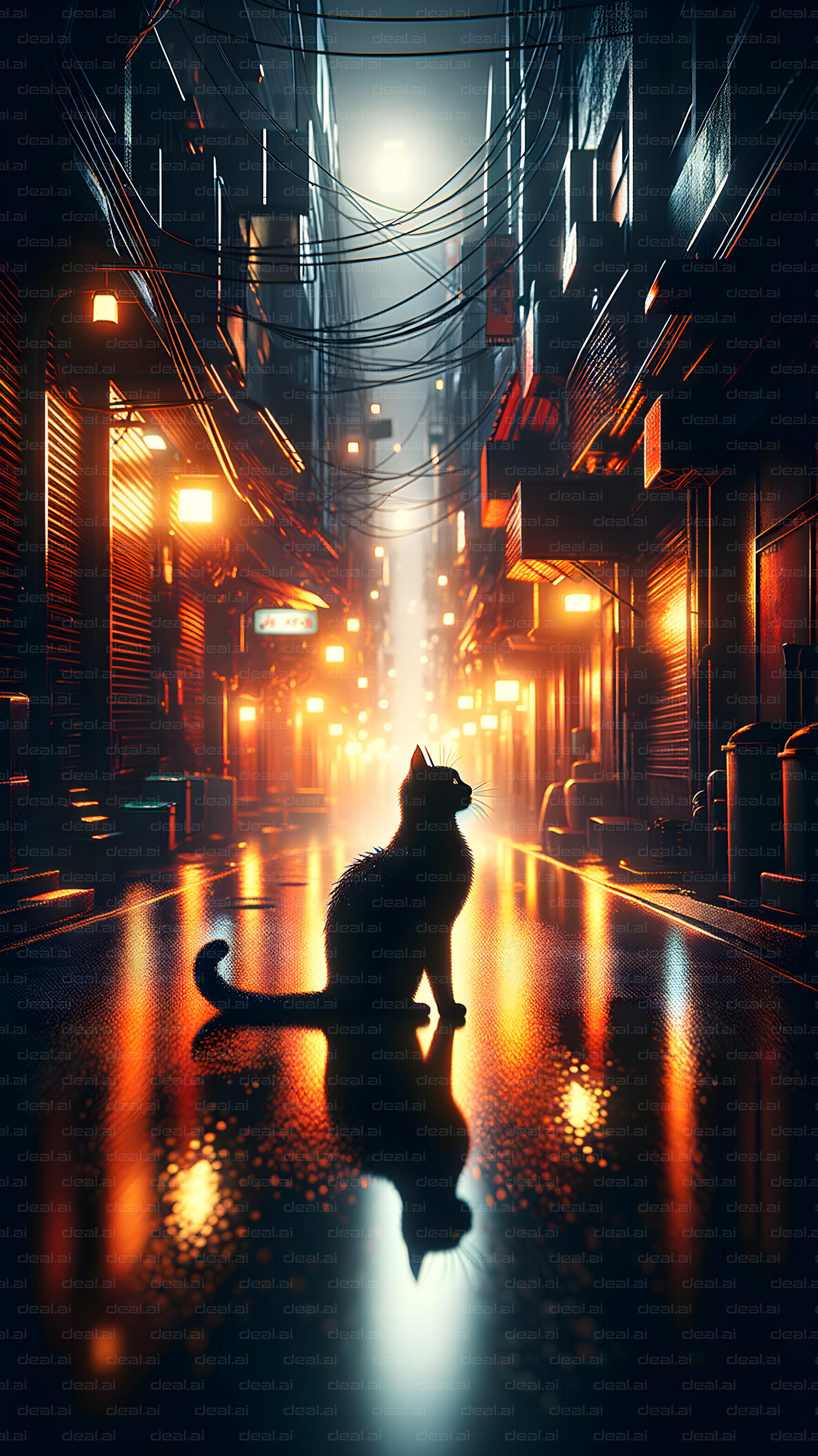 "Mysterious Alley Cat's Stroll"