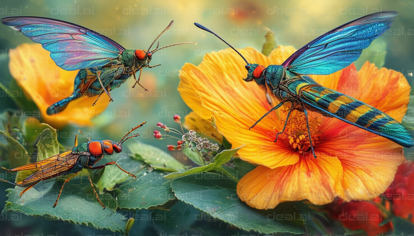 Vibrant Insects on Colorful Blooms