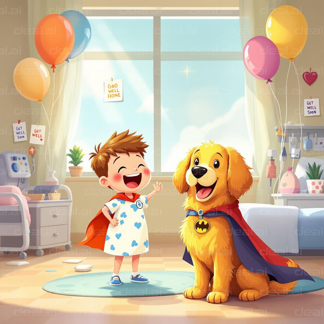 Superhero Pals in a Hospital Room