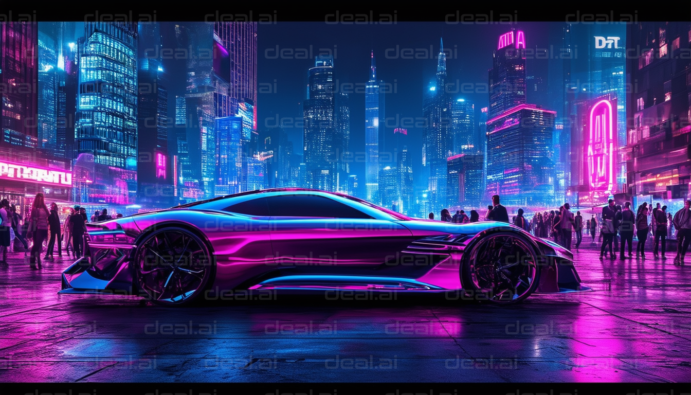 "Futuristic Neon Supercar in Night City"