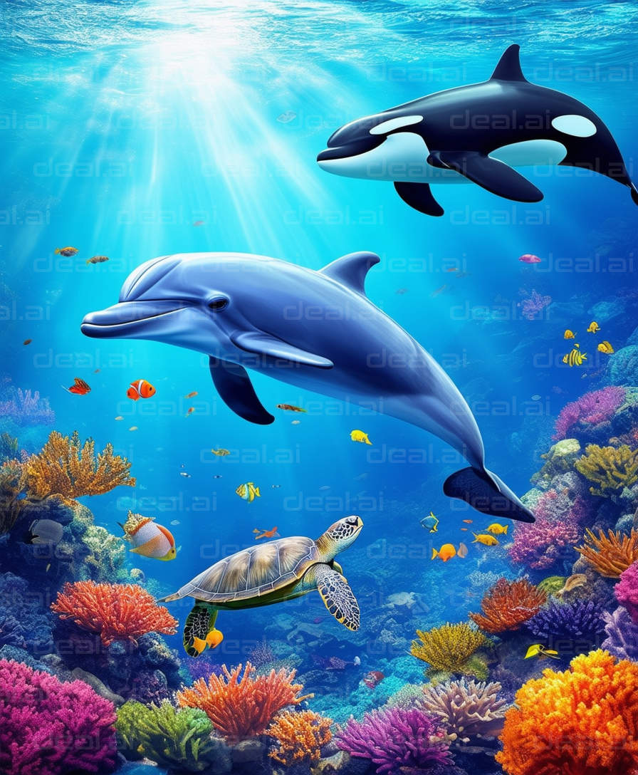 "Marine Life Harmony: Ocean Wonders"