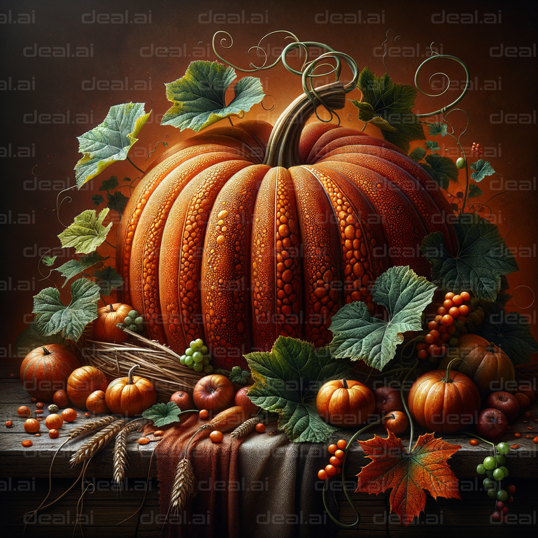 Autumn Harvest with Majestic Pumpkin