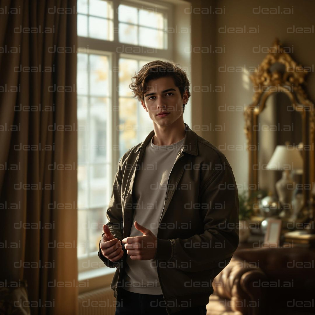 Sunlit Reflection: A Pensive Moment