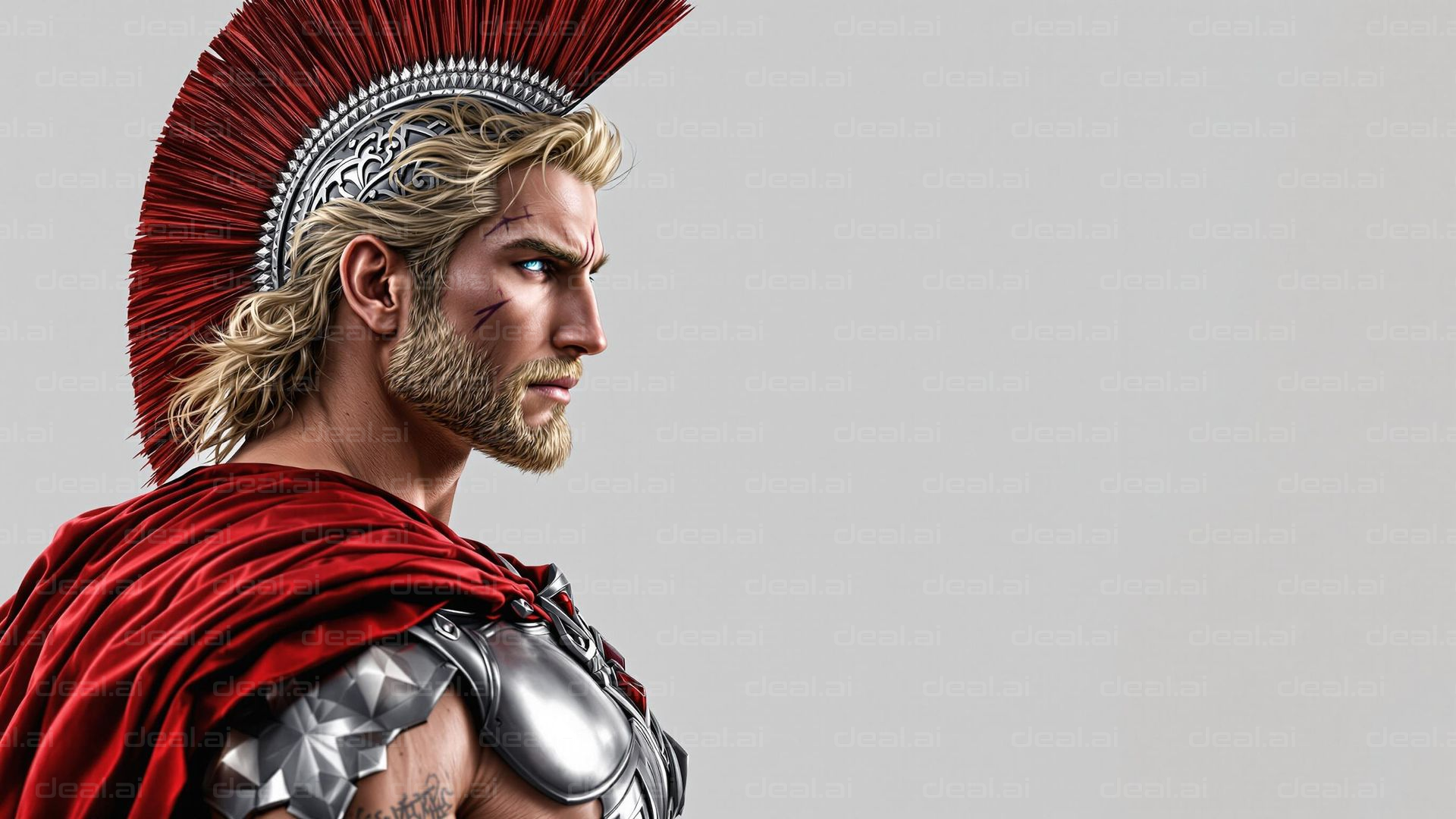 Roman Warrior in Red Cape Profile