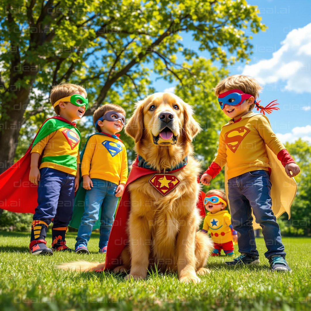 Superhero Squad with Caped Dog
