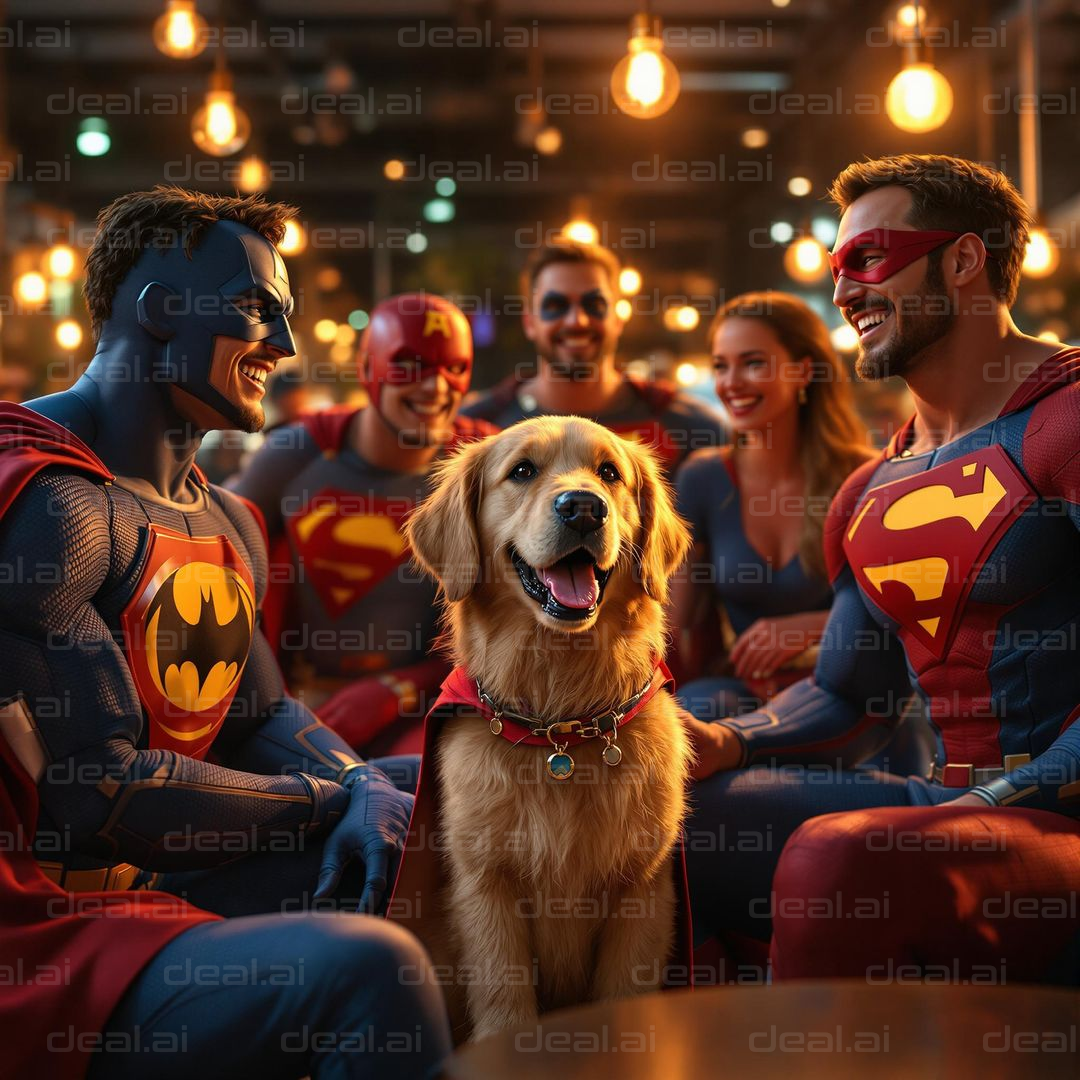 "Superheroes and Their Pup"