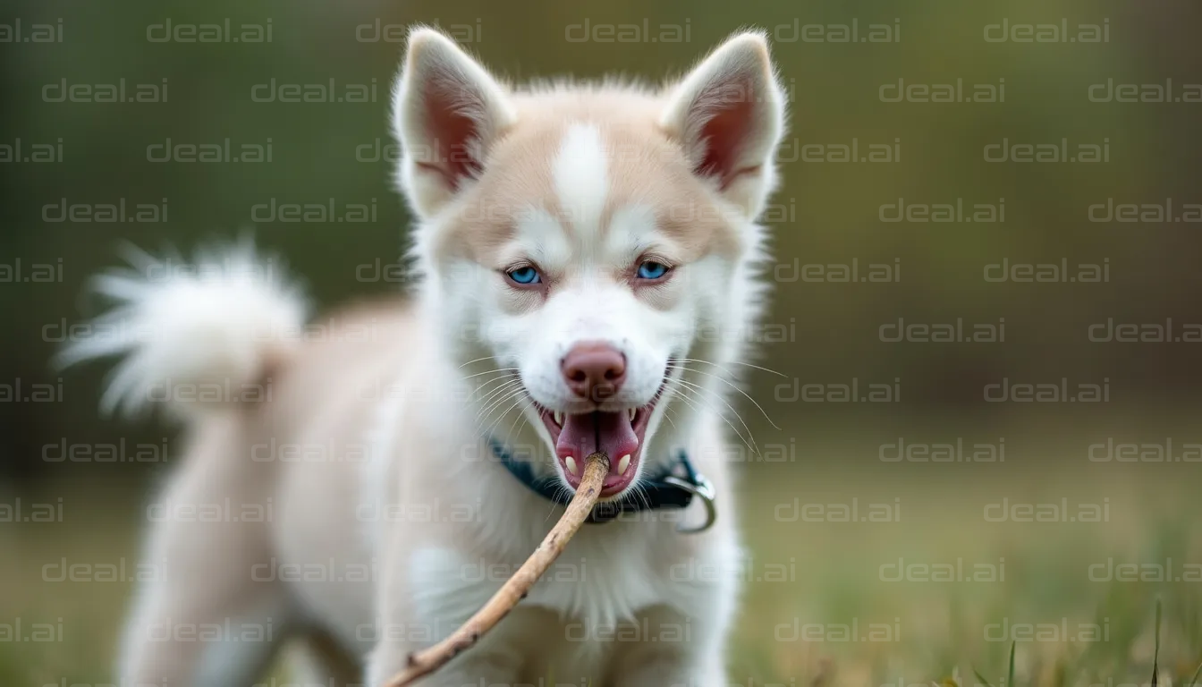 Puppy Chewing on a Stick