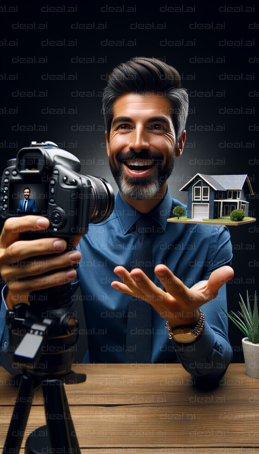 "Happy Real Estate Agent with Camera"