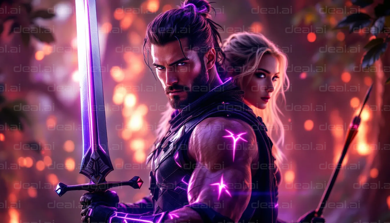 Epic Fantasy Duo in Enchanted Forest