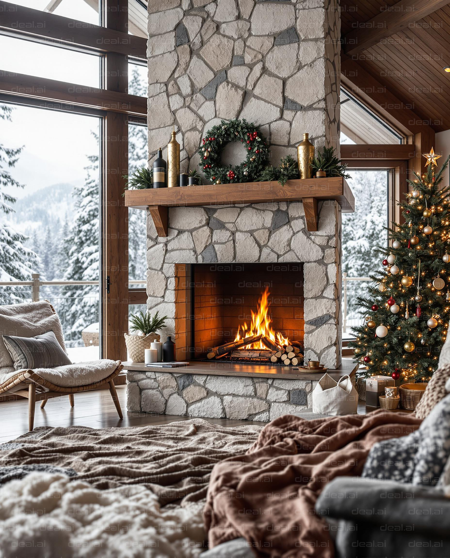 Cozy Winter Fireplace Scene