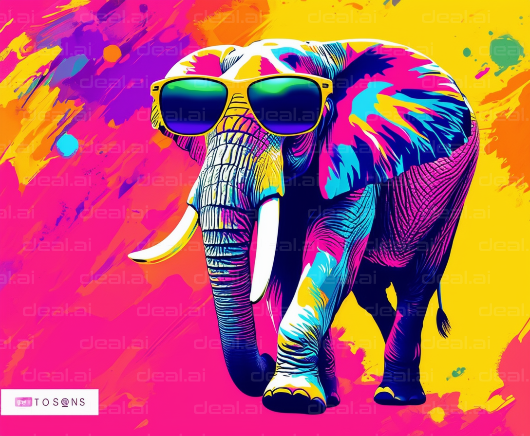 "Cool Elephant in Vibrant Colors"