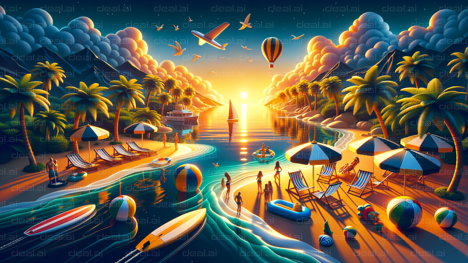 Tropical Beach at Sunset Bliss