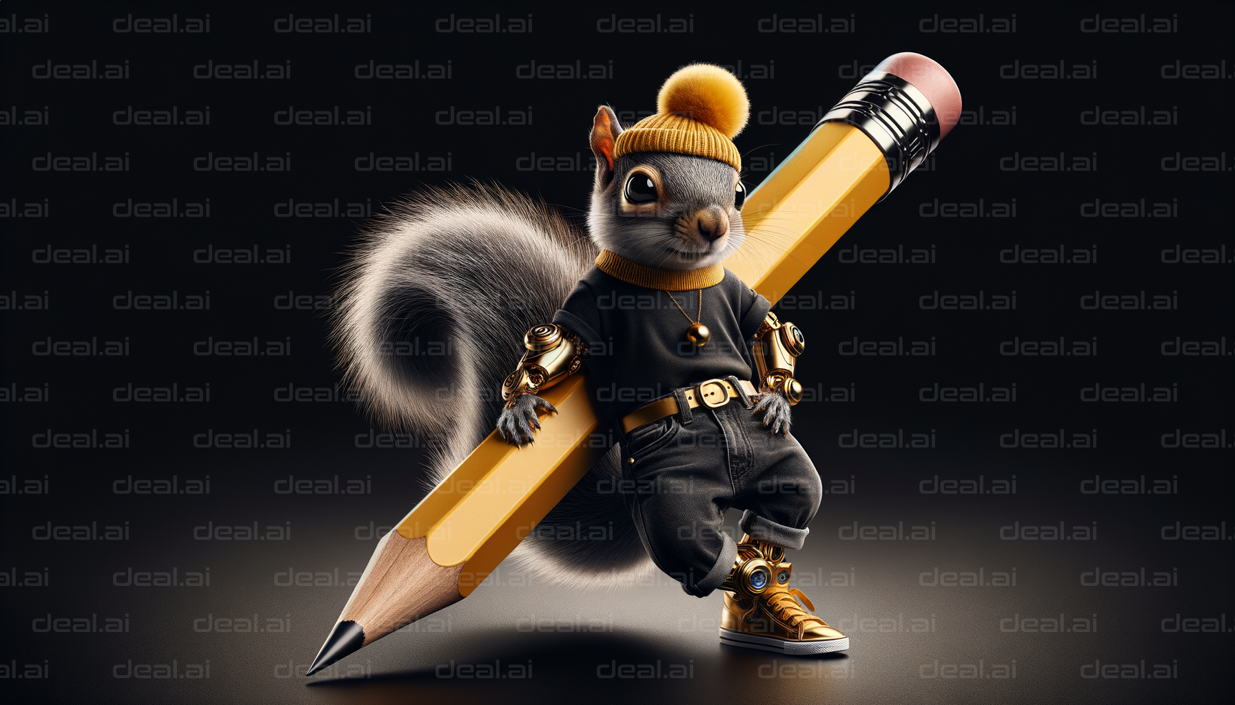 Stylish Squirrel with Giant Pencil