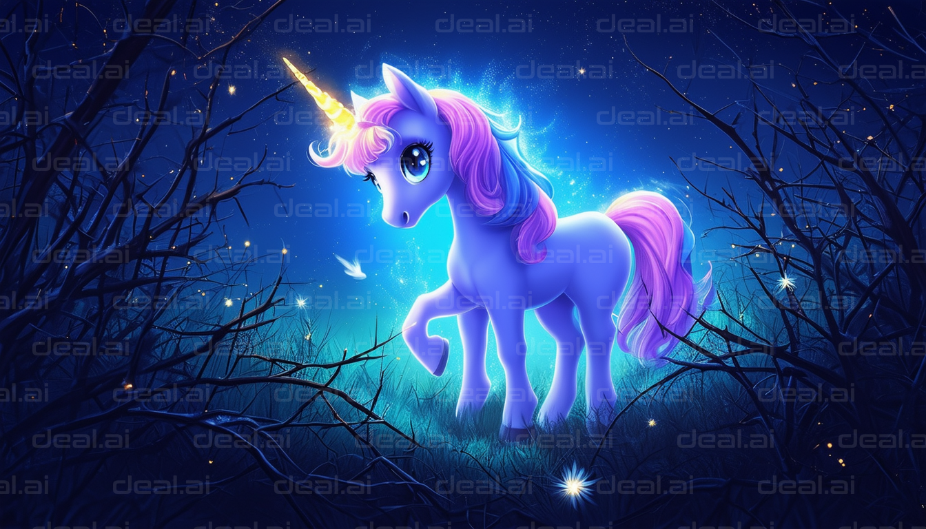 "Magical Unicorn in Enchanted Forest"