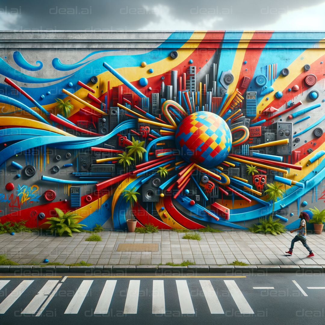 "Vibrant Urban Mural Scene"