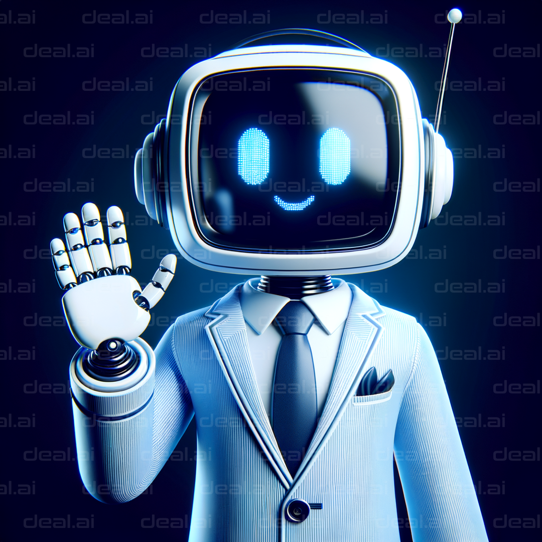 Dapper Robot Waving Hello