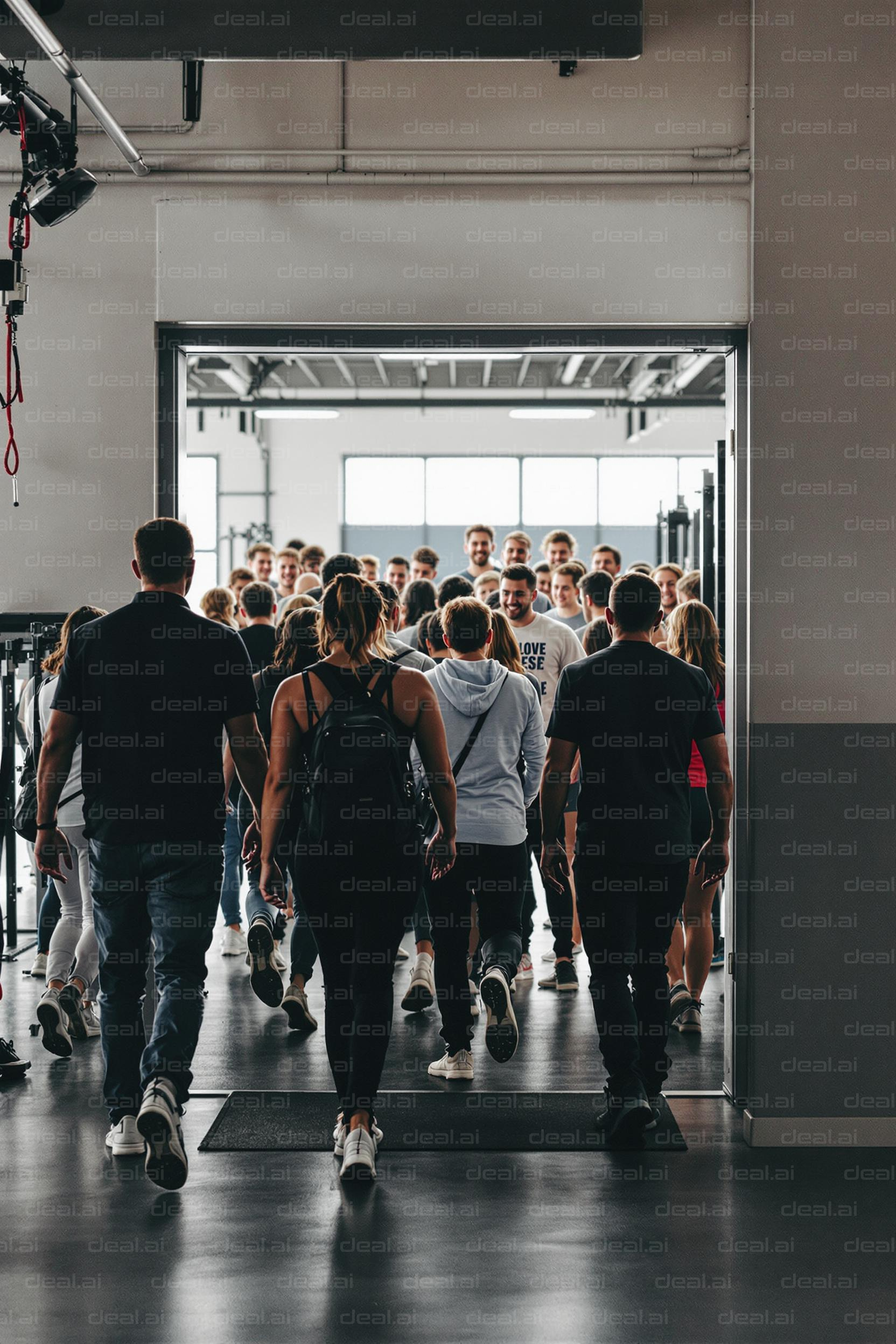 Group Entering the Gym Together