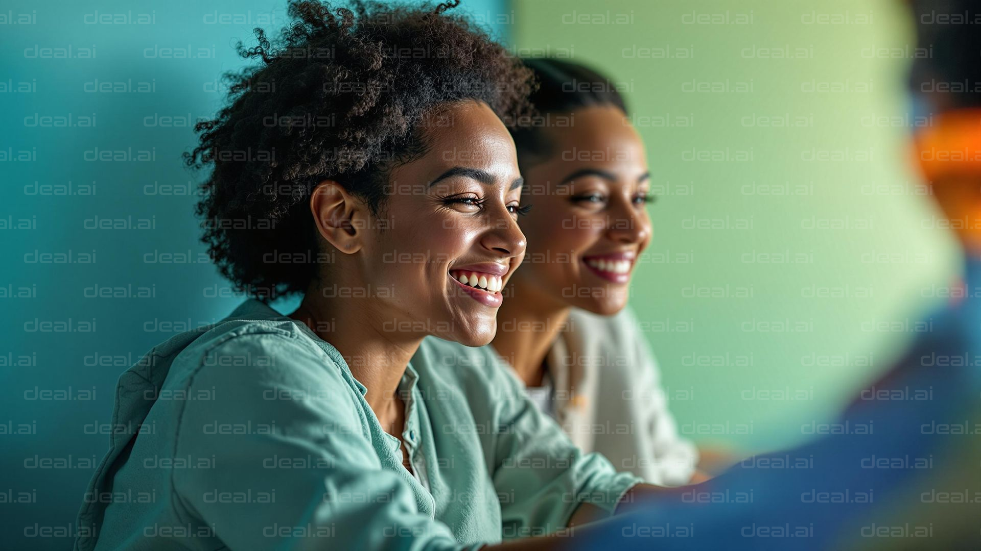 Joyful Conversation in Bright Room