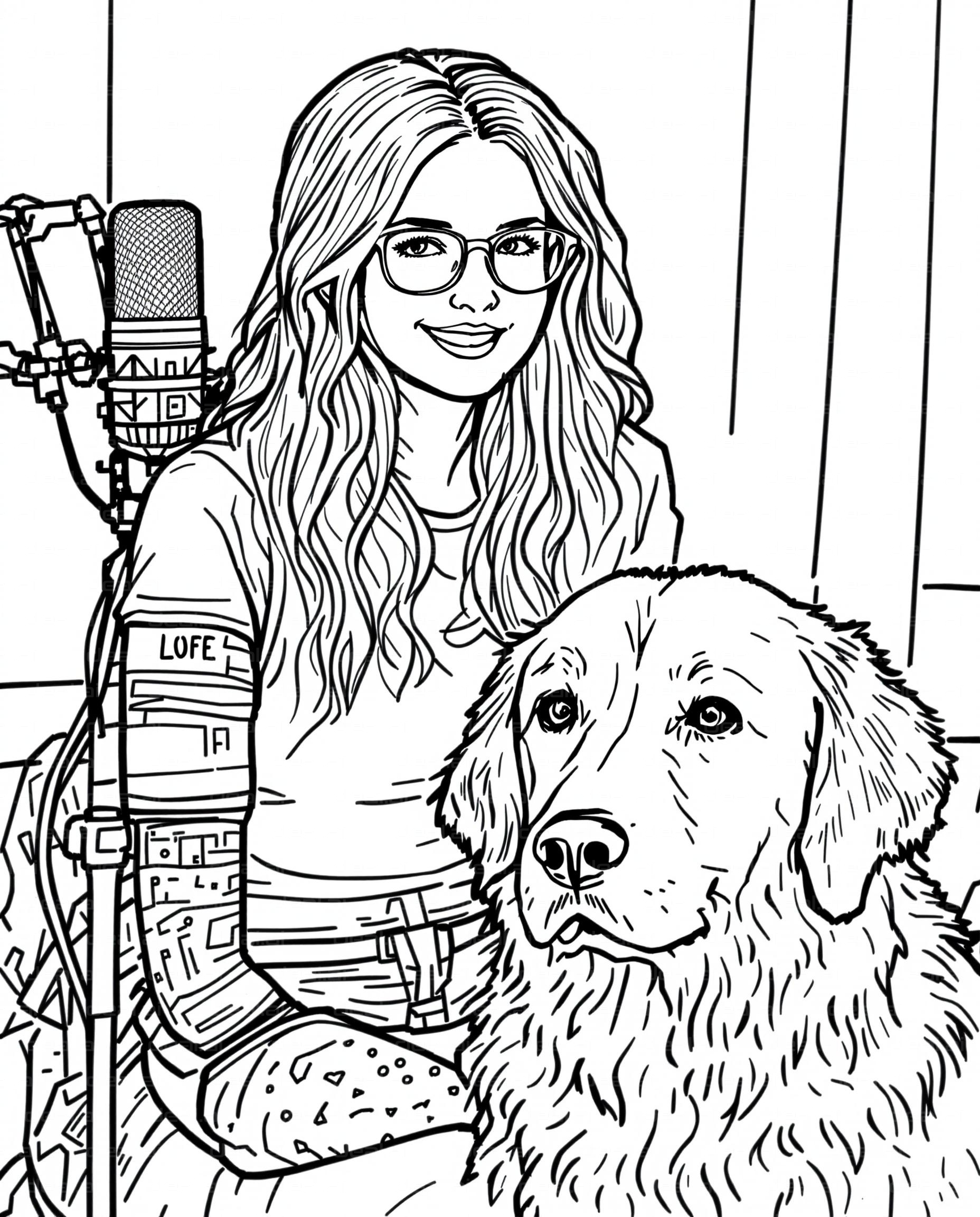 Singing Duo: Girl and Her Dog