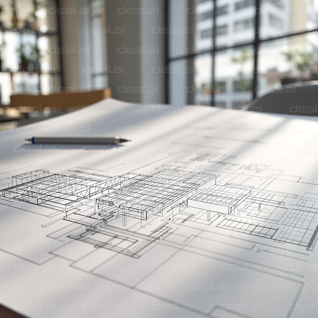 Architectural Blueprint in Sunlight