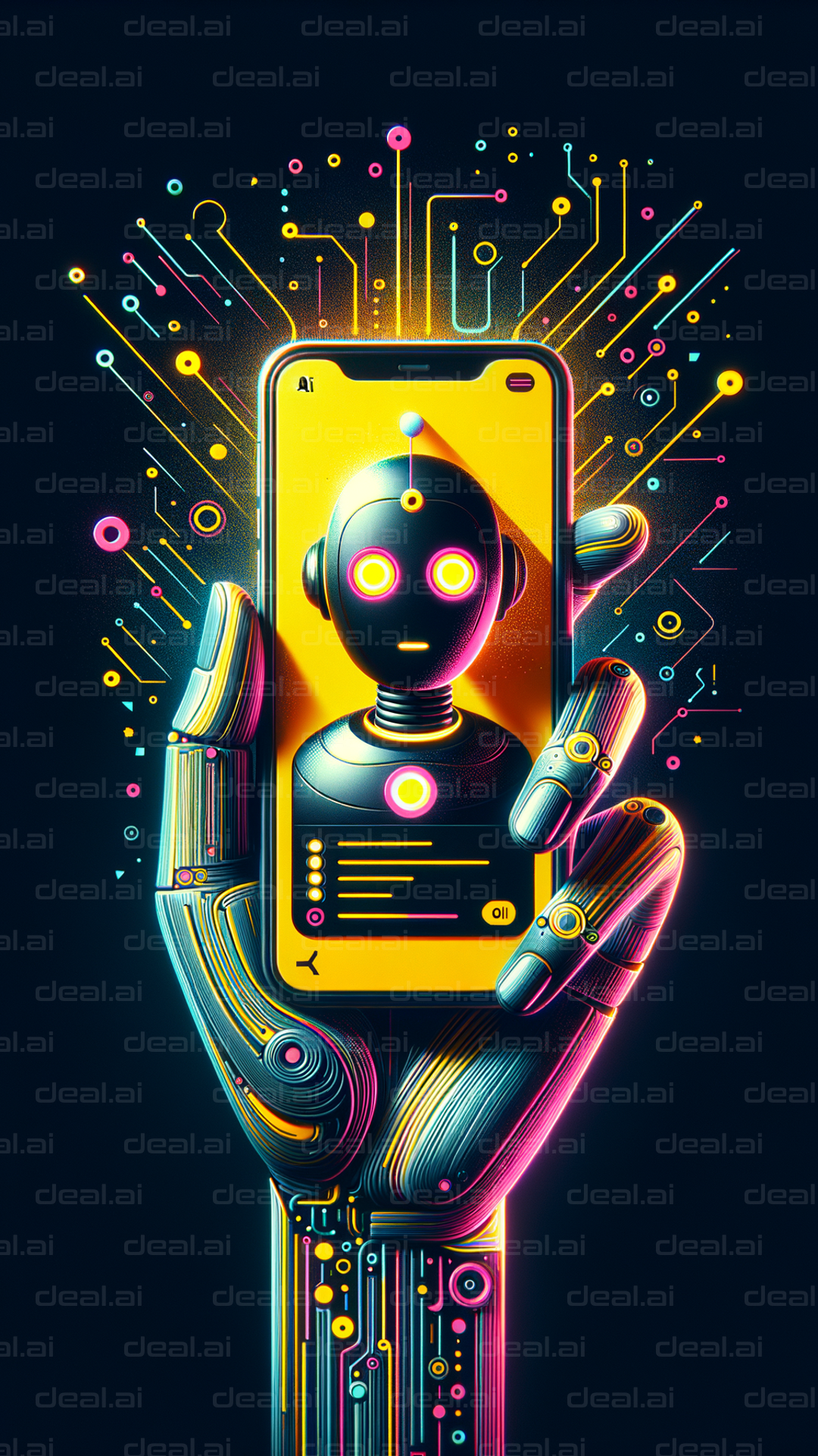 "AI Robot in a Digital Hand"