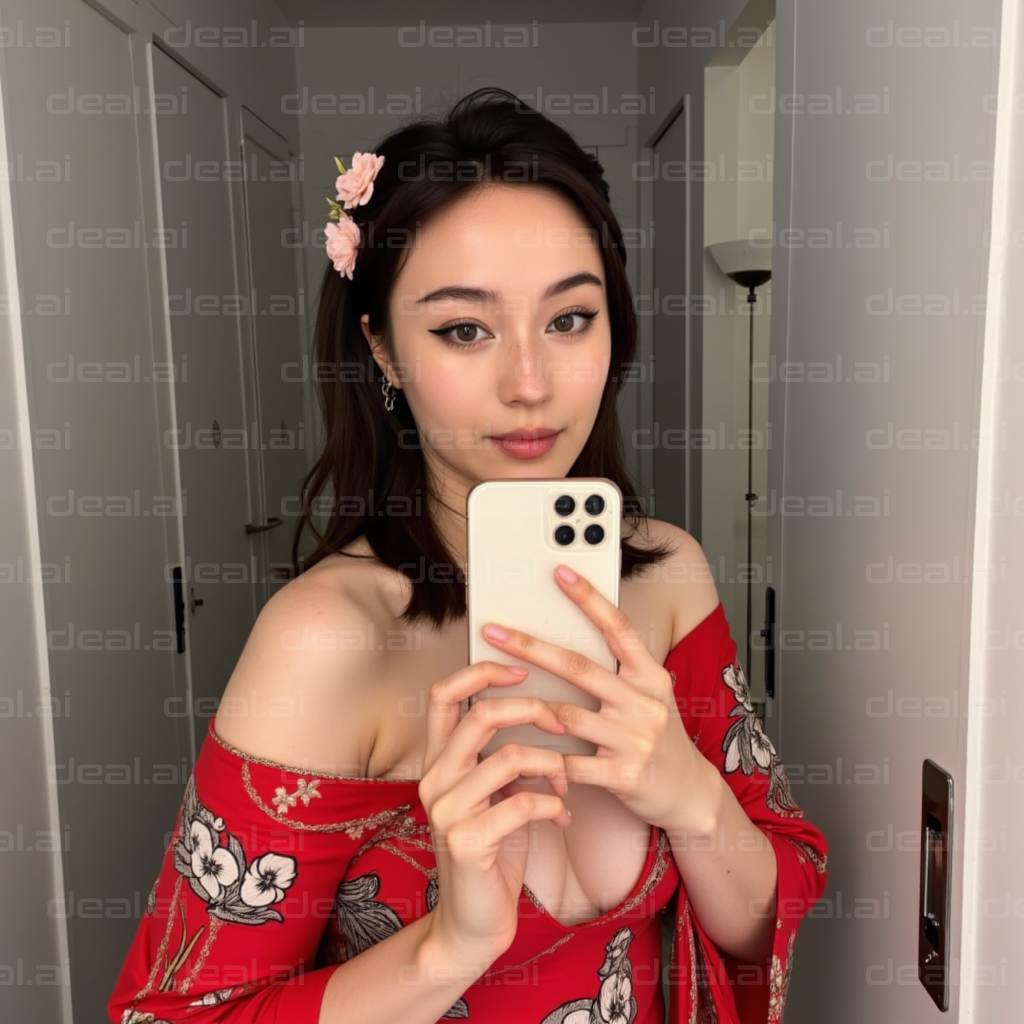 Floral Elegance Mirror Selfie