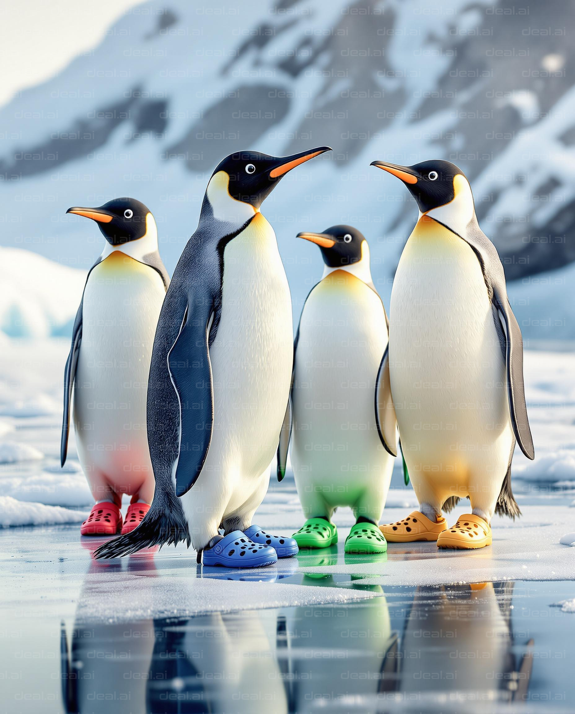 Penguins in Colorful Crocs