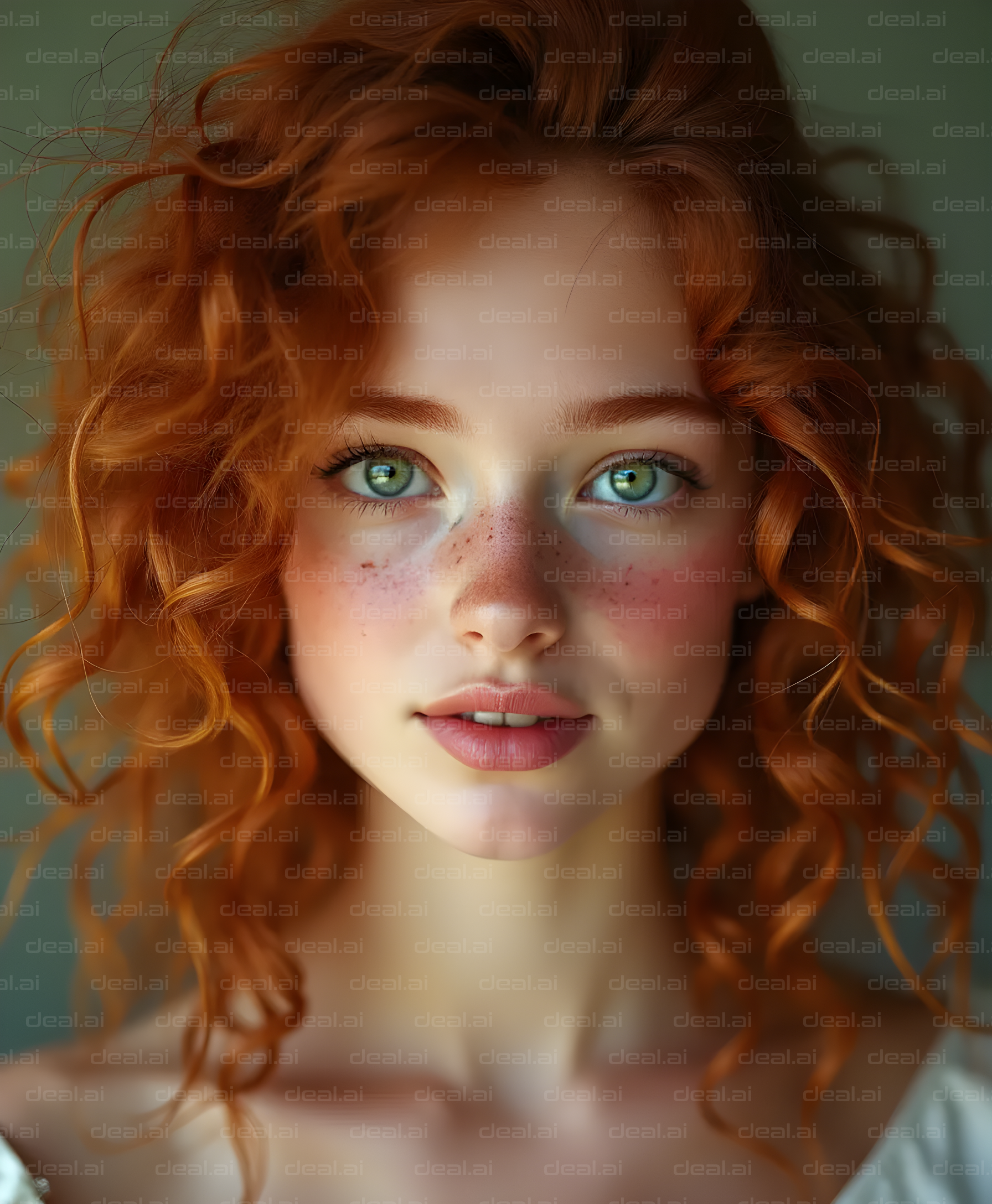 "Curly Redhead with Freckles"