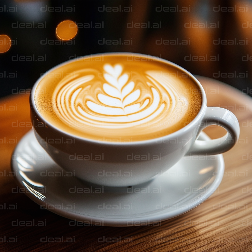 "Elegant Latte Art in White Cup"