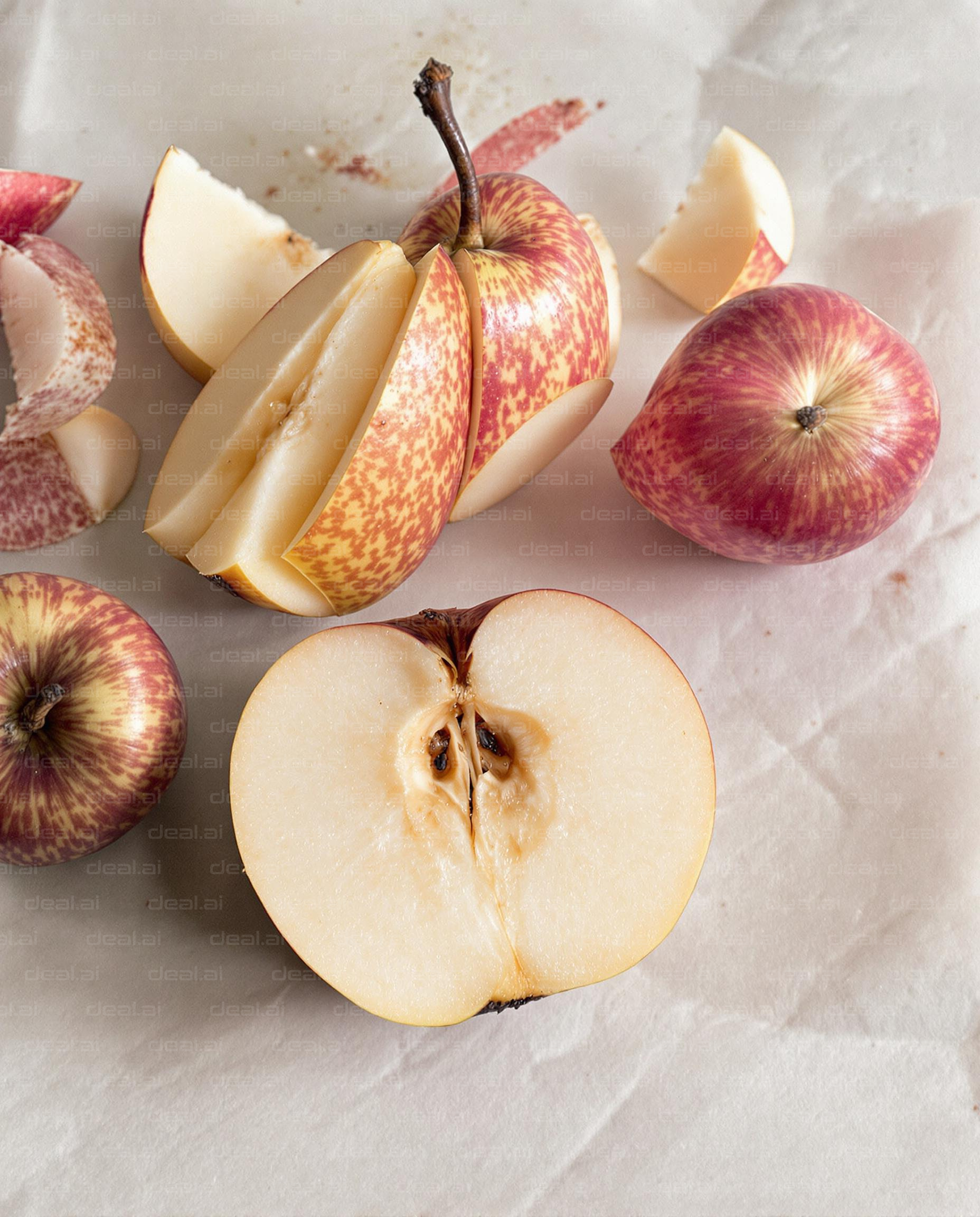 Freshly Sliced Apples Displayed