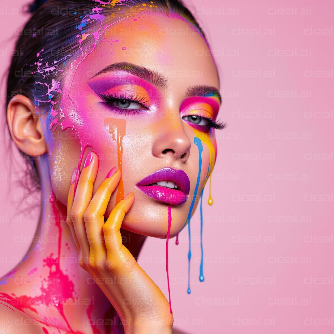 Vibrant Paint Splatter Portrait