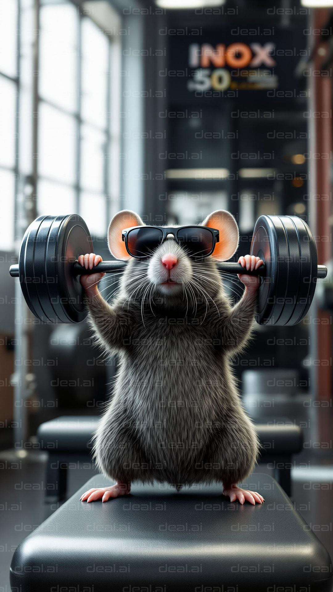 Cool Mouse Weightlifting Champ