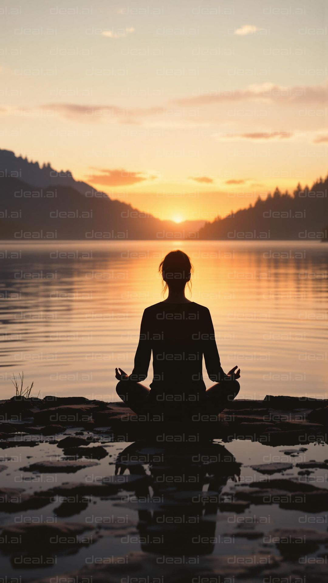 Sunset Meditation by the Lake