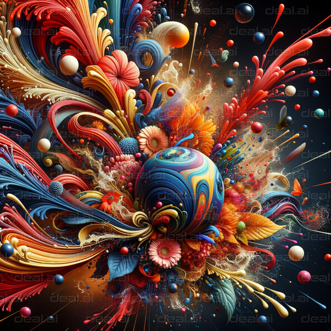 "Vibrant Explosion of Colorful Swirls"