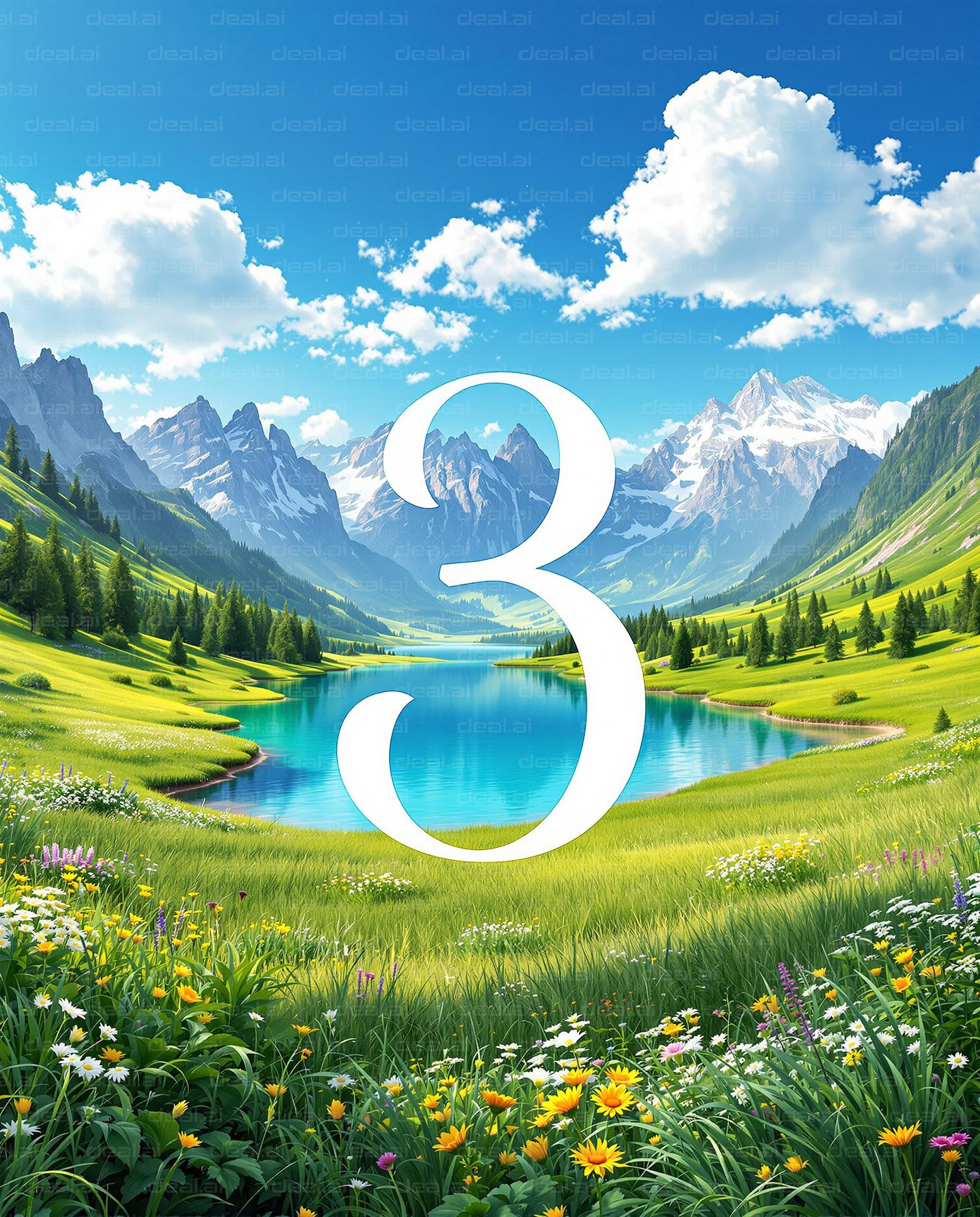 "Mountain Bliss with Number 3"