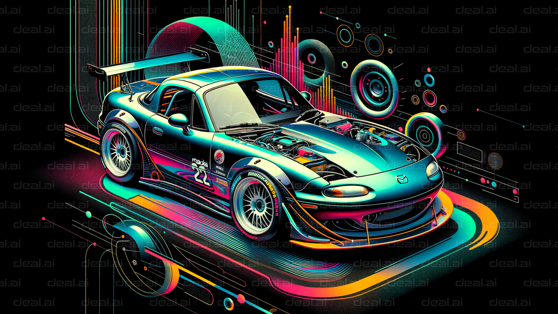 Neon Racing Car in Futuristic Design