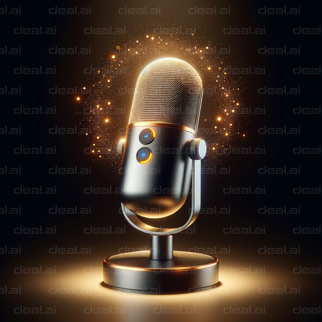 "Retro Microphone with Sparkling Glow"