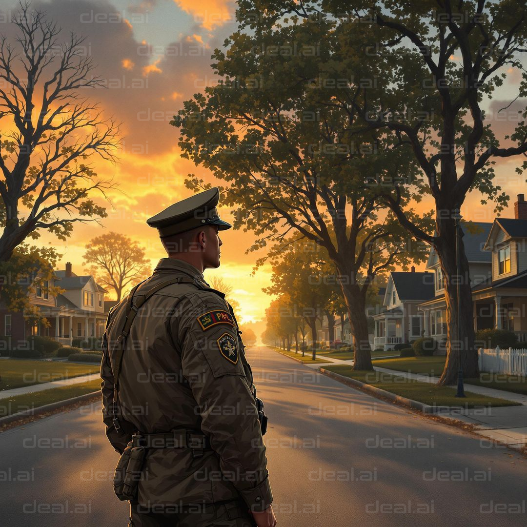 Officer Patrols Quiet Suburb