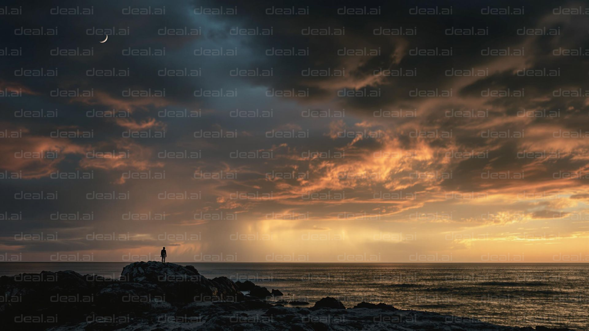 Serene Sunset over Ocean Rocks