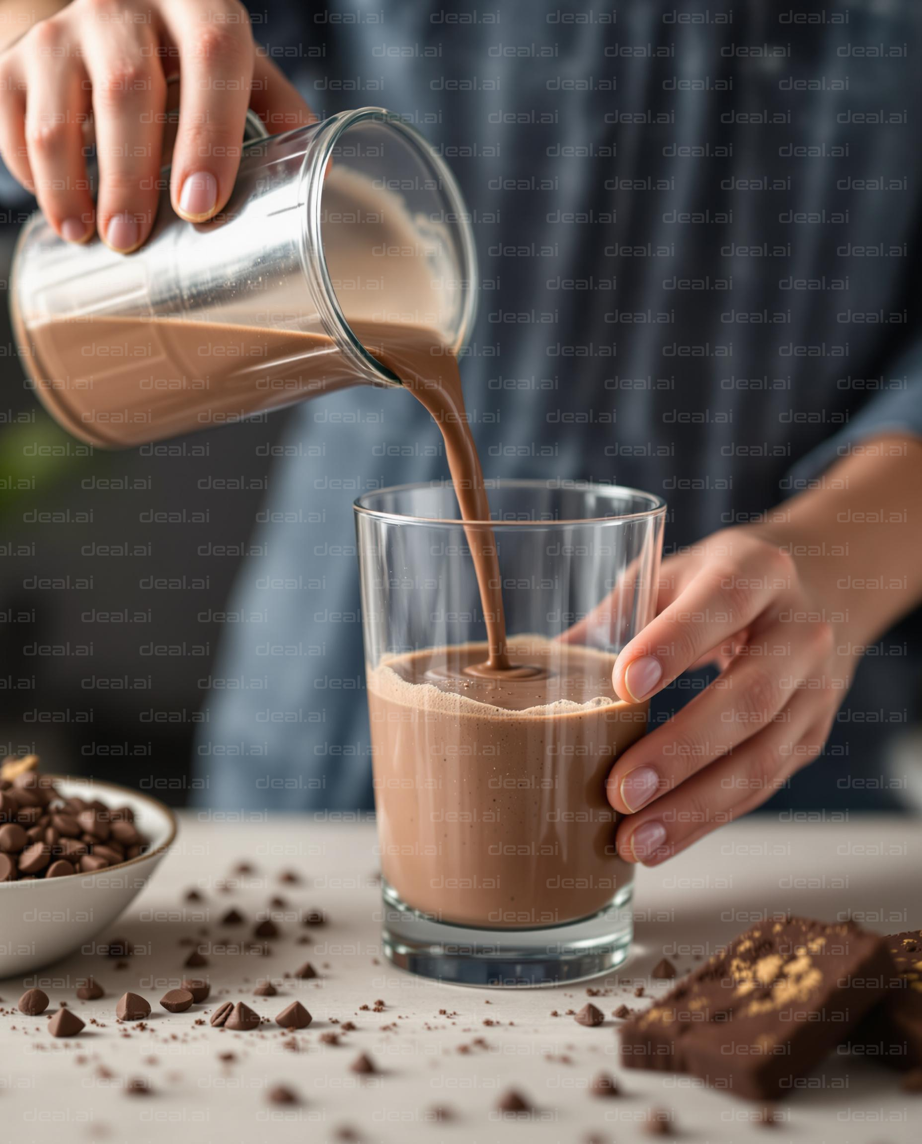 Pouring Delicious Chocolate Milkshake