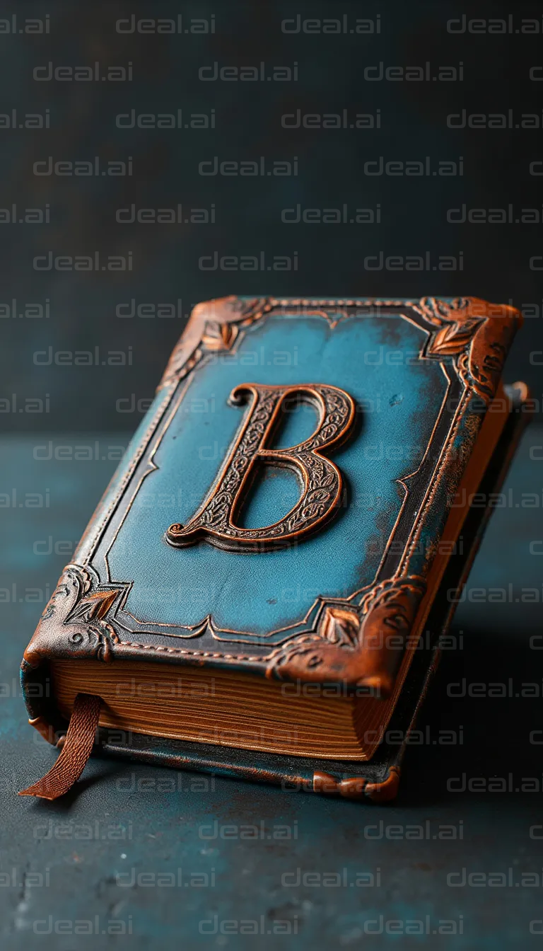 "Vintage Book with Embossed Letter 'B'"