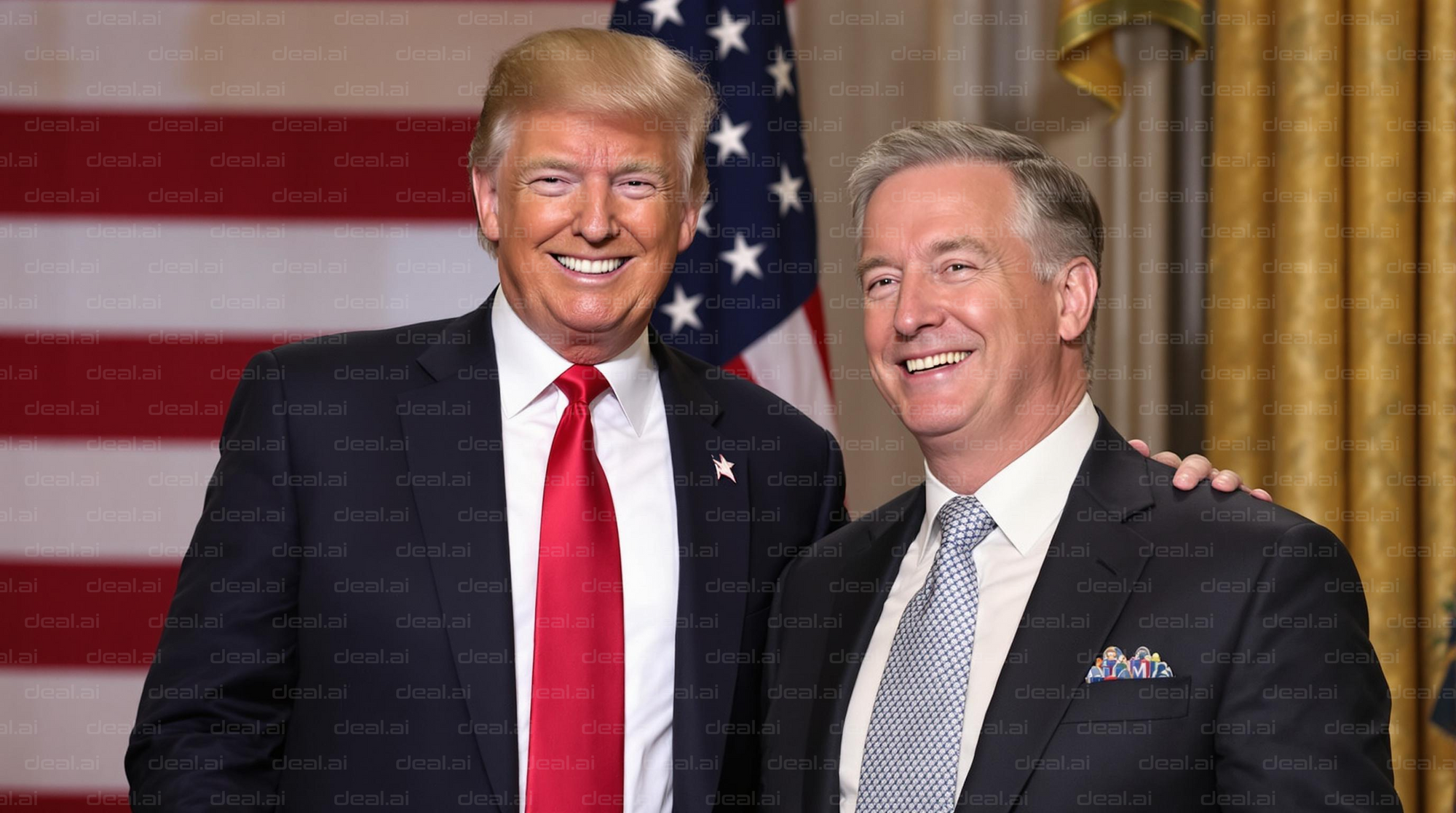 Two Men Smiling with Flags